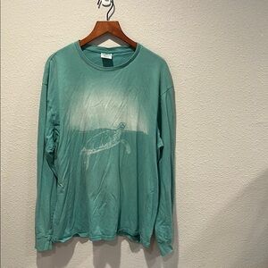 Teal Long Sleeve Shirt with Turtle Design 100% cotton